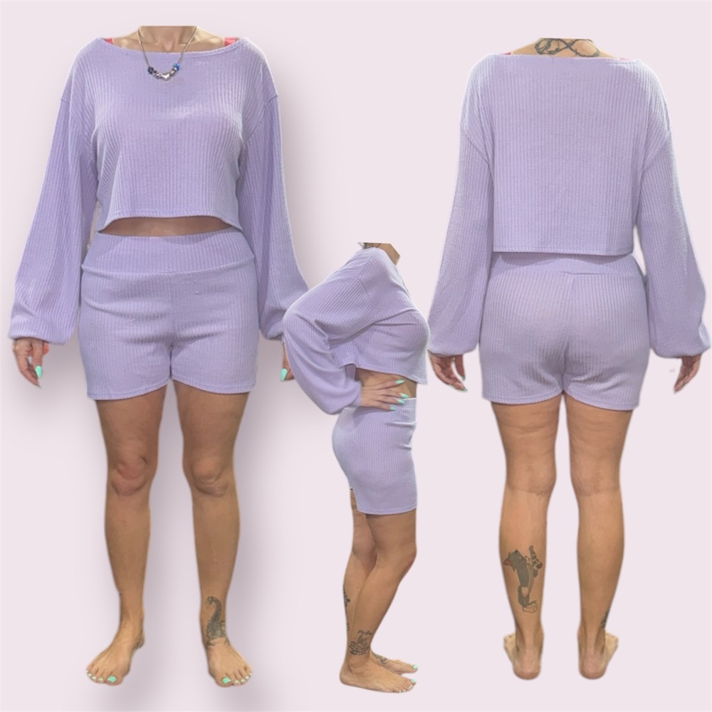 Lavender Ribbed Lounge Set